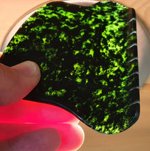 Load image into Gallery viewer, Unique A Grade Dark Green Canadian Nephrite Jade Guasha Gua Sha Massage Stone Wellness Tool with smooth tooth curl!