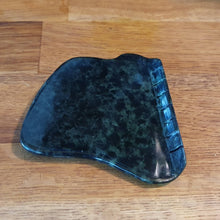 Load image into Gallery viewer, Unique A Grade Dark Green Canadian Nephrite Jade Guasha Gua Sha Massage Stone Wellness Tool with smooth tooth curl!