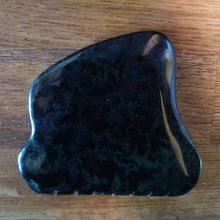 Load image into Gallery viewer, Unique A Grade Dark Green Canadian Nephrite Jade Guasha Gua Sha Massage Stone Wellness Tool with smooth tooth curl!