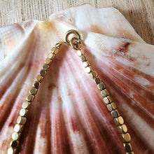 Load image into Gallery viewer, Solid 18k Yellow Gold Cube Bead Bracelet Rounded Box Chain Stacking Bangle Boho Dainty Handcrafted Unique Sparkly Beachy Layering Stacking