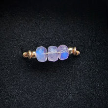 Load image into Gallery viewer, Line Ring 14k Solid Gold Lovely Unique Stackable Faceted Fire Lilac Moonstone Gemstone Rondelle Bead Disco Spinner Bead sz 8.5 Boho Beach
