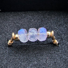 Load image into Gallery viewer, Line Ring 14k Solid Gold Lovely Unique Stackable Faceted Fire Lilac Moonstone Gemstone Rondelle Bead Disco Spinner Bead sz 8.5 Boho Beach