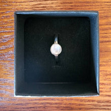 Load image into Gallery viewer, Adjustable Glowing Small Round Blue Fire Rainbow White Moonstone Gemstone Cabochon Ring Mens Womans Unisex Sizes 6 7 8 9