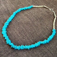 Load image into Gallery viewer, Sterling silver Sleeping Beauty turquoise natural robin's egg sky blue genuine mother of pearl bead necklace stunning unique handmade boho
