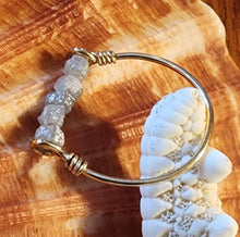 Load image into Gallery viewer, 14k Solid Yellow Gold Unique Stackable Raw White Diamond Cube Bead Wire Line Engagement or Right Hand Ring sz7 Versatile Boho Beach Handmade