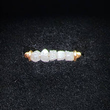 Load image into Gallery viewer, 14k Solid Yellow Gold Unique Stackable Raw White Diamond Cube Bead Wire Line Engagement or Right Hand Ring sz7 Versatile Boho Beach Handmade
