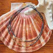 Load image into Gallery viewer, Fibonacci Constellation 18k solid yellow gold bead natural black diamond cube sparkling choker necklace 1.5-2.2mm Dainty Handmade Layering