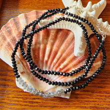 Load image into Gallery viewer, Necklace Black spinel AAA labradorite faceted rondelle bead sterling silver blue rainbow fire flash handmade artisanal clasp unique sparkly