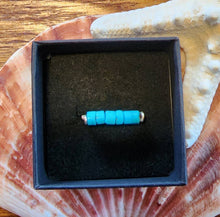 Load image into Gallery viewer, 10k Solid Yellow Gold Sleeping Beauty Turquoise Heishi Bead Wire Work Line Ring sz 7 Stacking Spinner Robin's Egg Blue Boho Beach Unique