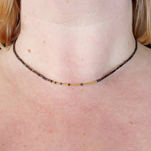 Load image into Gallery viewer, Fibonacci Constellation 18k solid yellow gold bead natural black diamond cube sparkling choker necklace 1.5-2.2mm Dainty Handmade Layering
