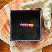 Load image into Gallery viewer, 10k Solid Yellow Gold Sunset Agate Faceted Rondell Bead Wire Work Line Ring sz 6 Stacking Spinner Fidget Boho Beach Pink Orange Purple