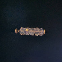Load image into Gallery viewer, 10k Solid Yellow Gold AAA Moonstone Faceted Rondell Bead Wire Work Line Ring sz 6 Stacking Spinner Natural Blue Rainbow Flash Boho Beach
